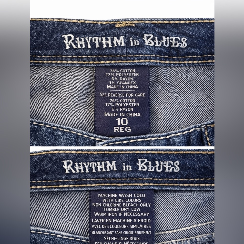 Rhythm In Blues Classic Blue Capri Jeans with Embroidery on the Pockets- size 10 - Picture 3 of 6
